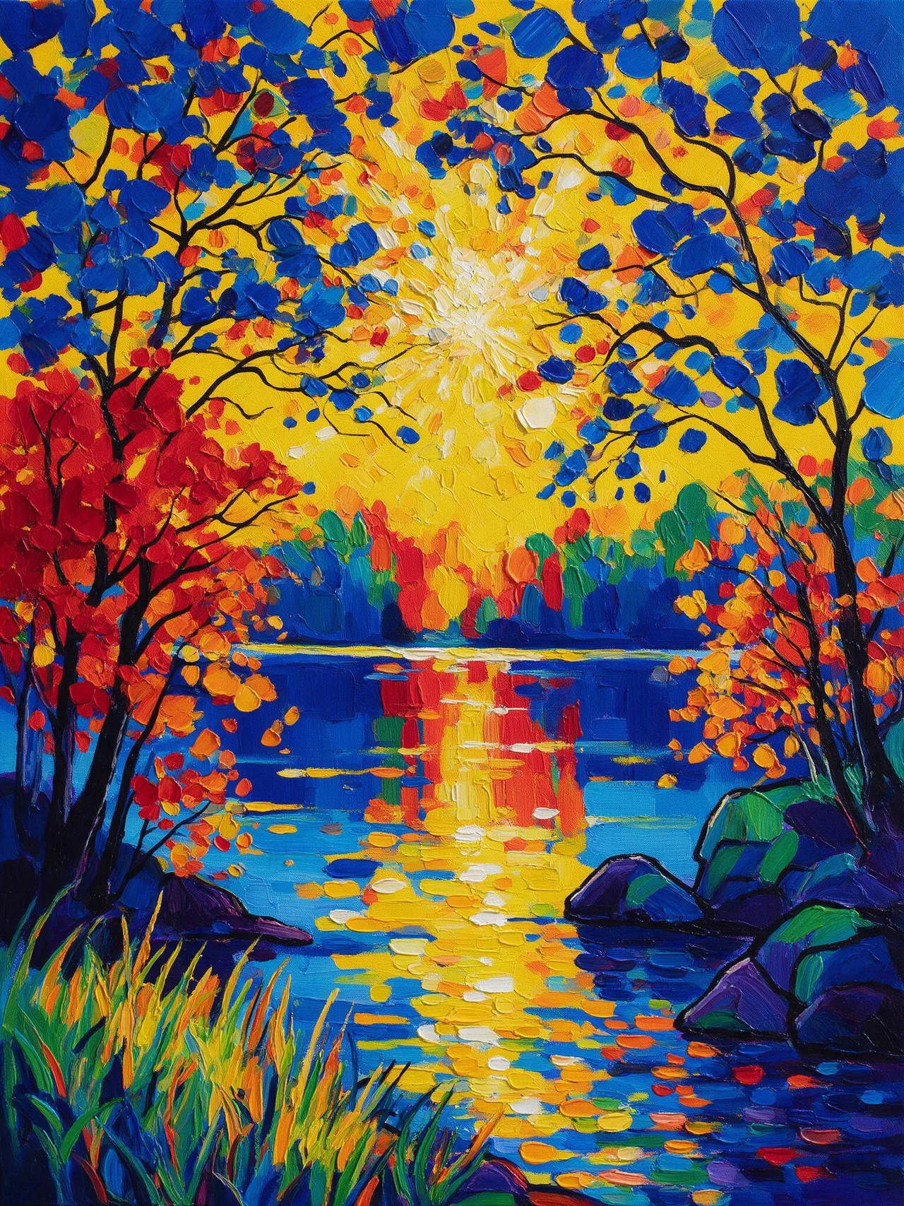 Lake Surface Landscape - Contemporary Expressionist Wall Art