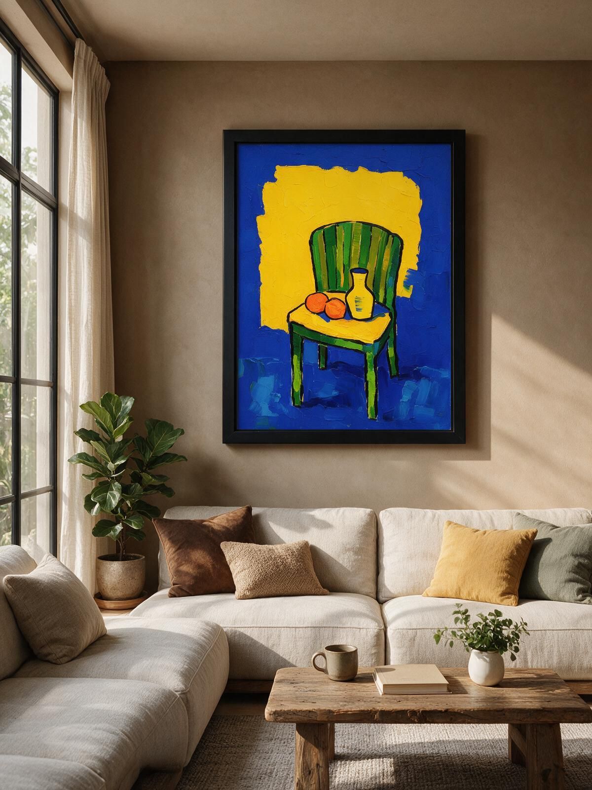 Quiet Interior — ACOVAR Contemporary Expressionist Wall Art (60 x 80 cm, Matte Black Frame)