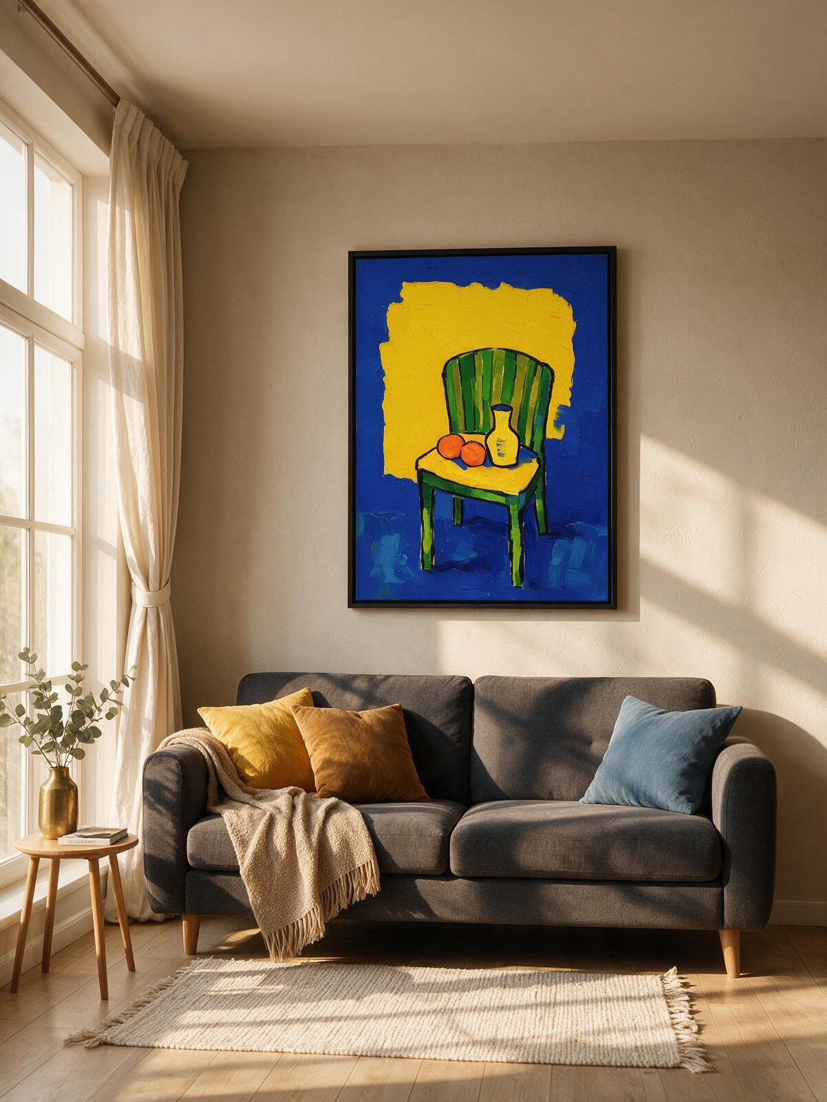Quiet Interior — ACOVAR Contemporary Expressionist Wall Art (60 x 80 cm, Matte Black Frame)