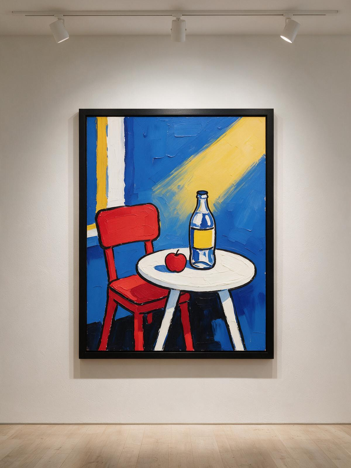Afternoon Café – Contemporary Expressionist Wall Art Print (60 x 80 cm, Matte Black Frame)