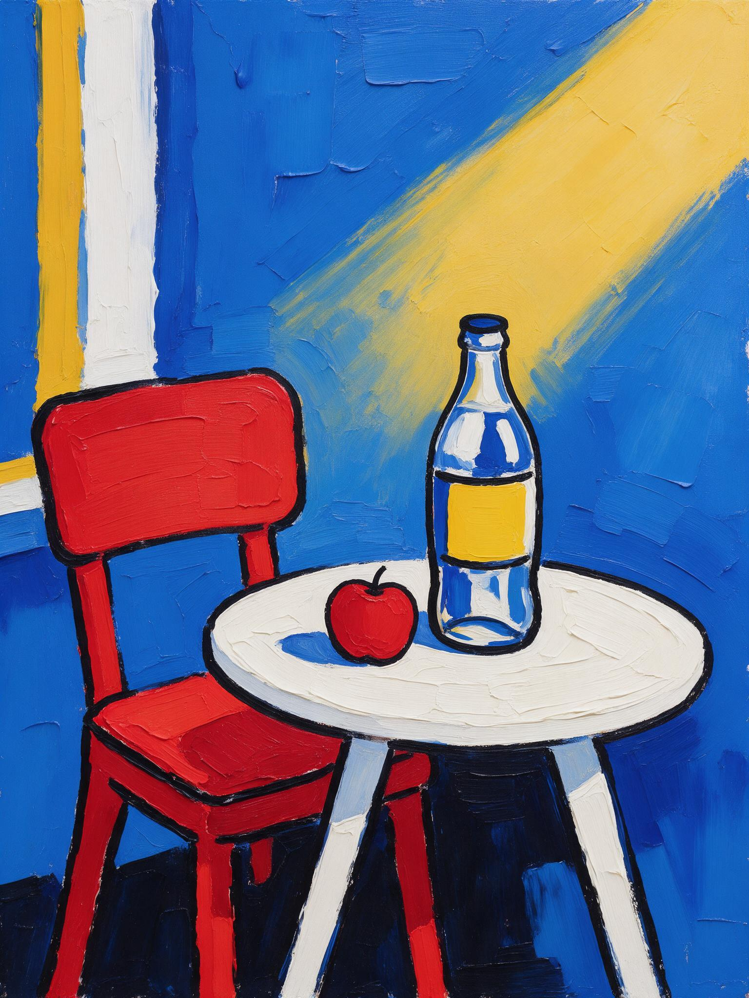 Afternoon Café – Contemporary Expressionist Wall Art Print (60 x 80 cm, Matte Black Frame)