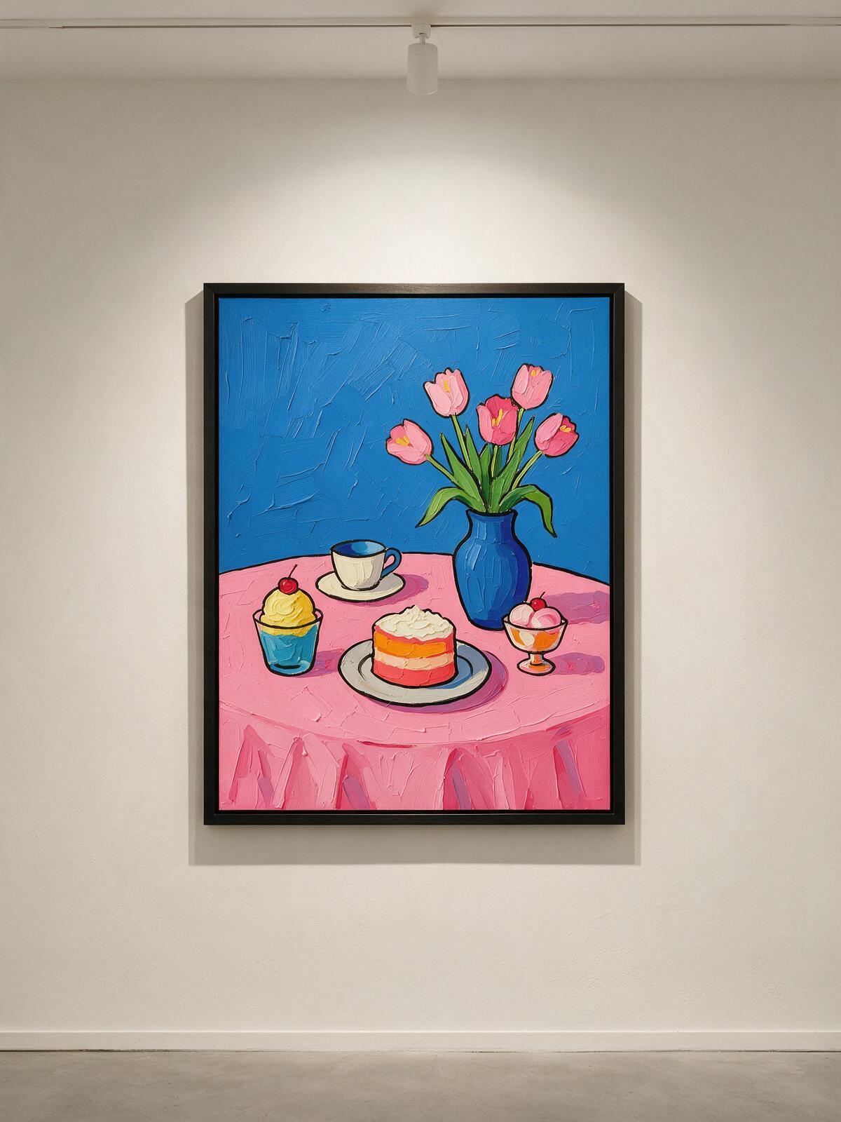Whispers of Youth – Contemporary Expressionist Wall Art (60 x 80 cm, Matte Black Frame)
