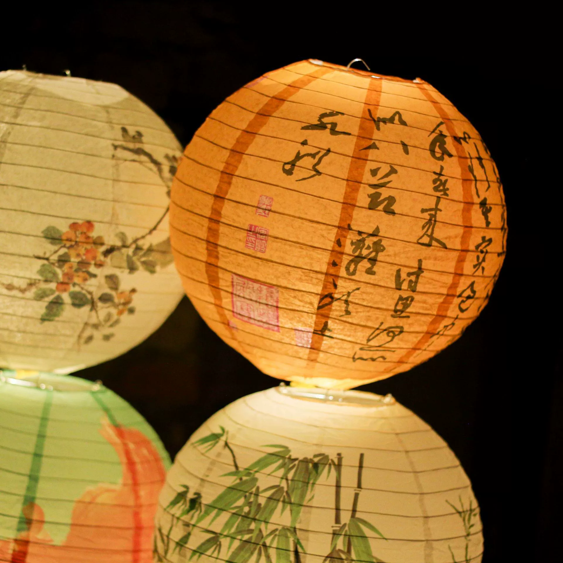 Chinese-style paper lantern outdoor scene decoration ancient-style printed lampshade teahouse tea-boiling lantern hanging ornament pendant