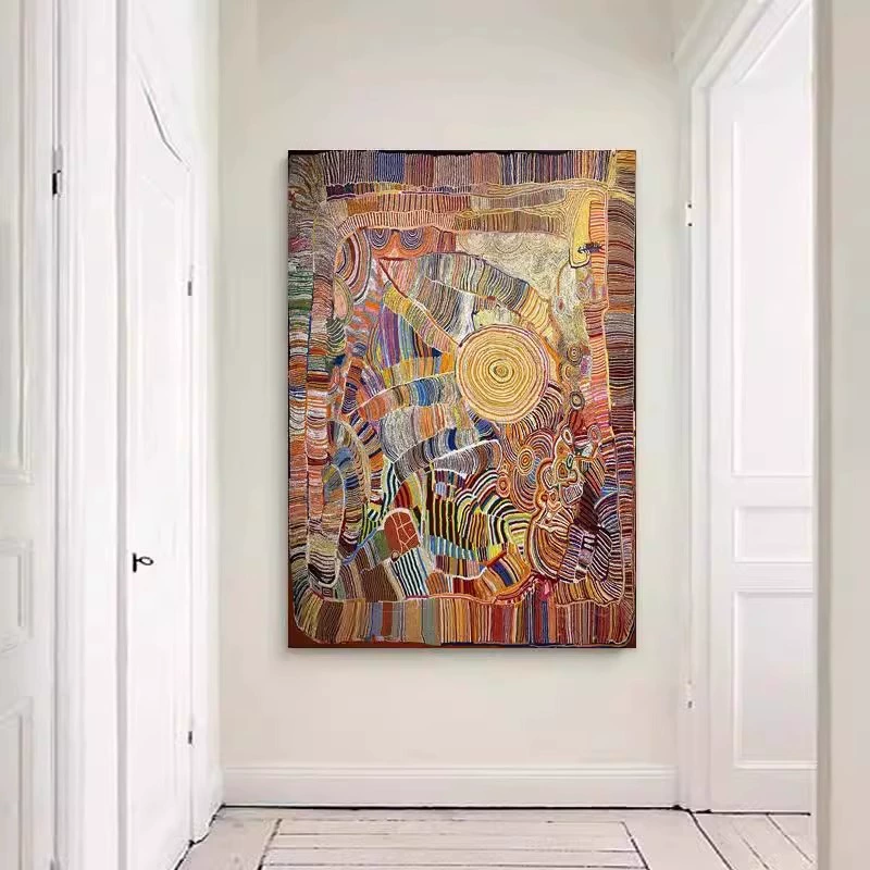 Mid‑Century Style Wealth‑Attracting Abstract Art Entryway Decor Painting, Aesthetic Dopamine‑Infused Textured Wall Art for Living Room