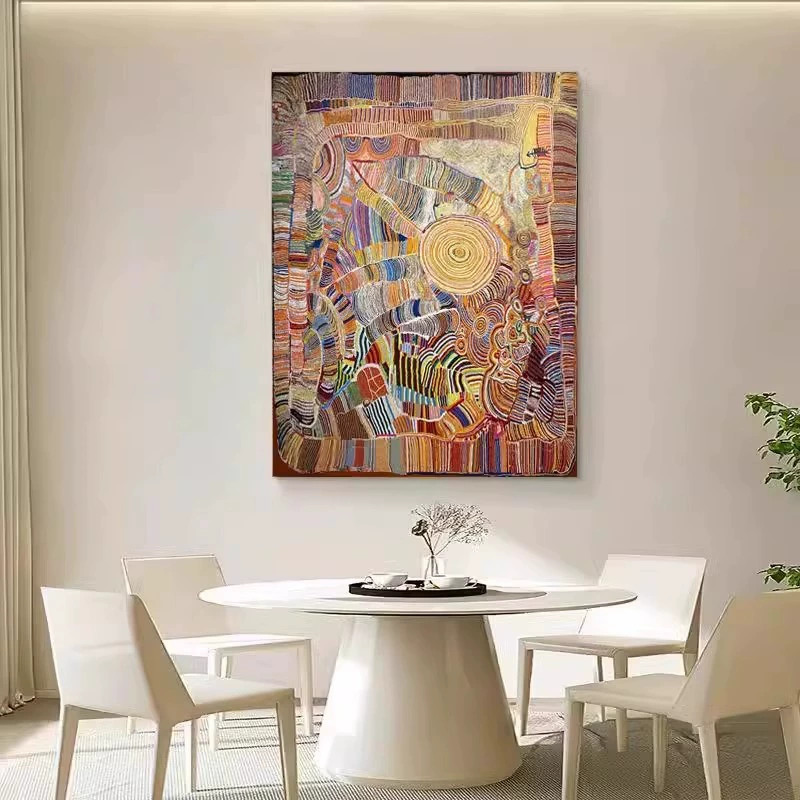 Mid‑Century Style Wealth‑Attracting Abstract Art Entryway Decor Painting, Aesthetic Dopamine‑Infused Textured Wall Art for Living Room