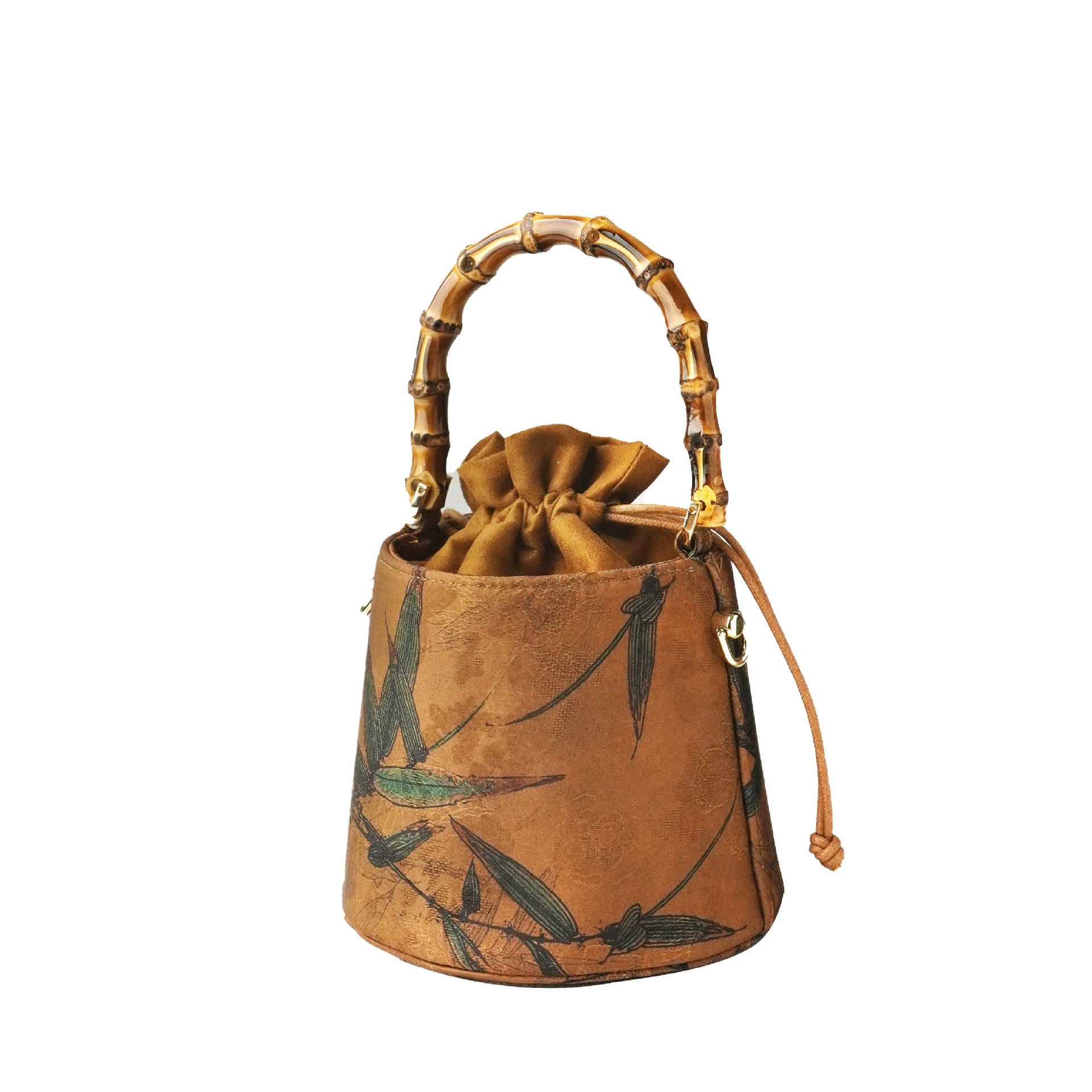 Chinese Bamboo-Joint Bucket Bag with Tassels | National Style Shoulder/Crossbody Women's Handbag