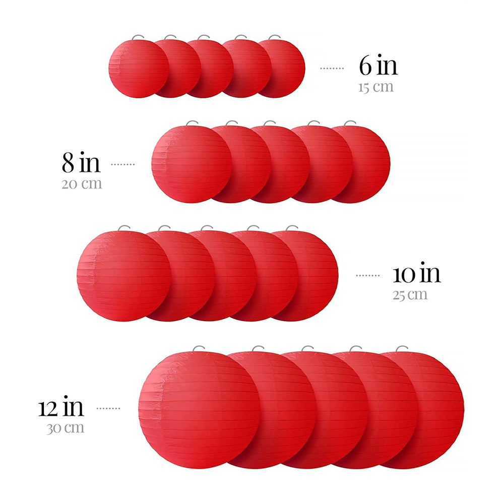 20pcs Red Paper Lantern Combo Set Patio Party Picnic Decoration Props Paper Lantern Ornaments