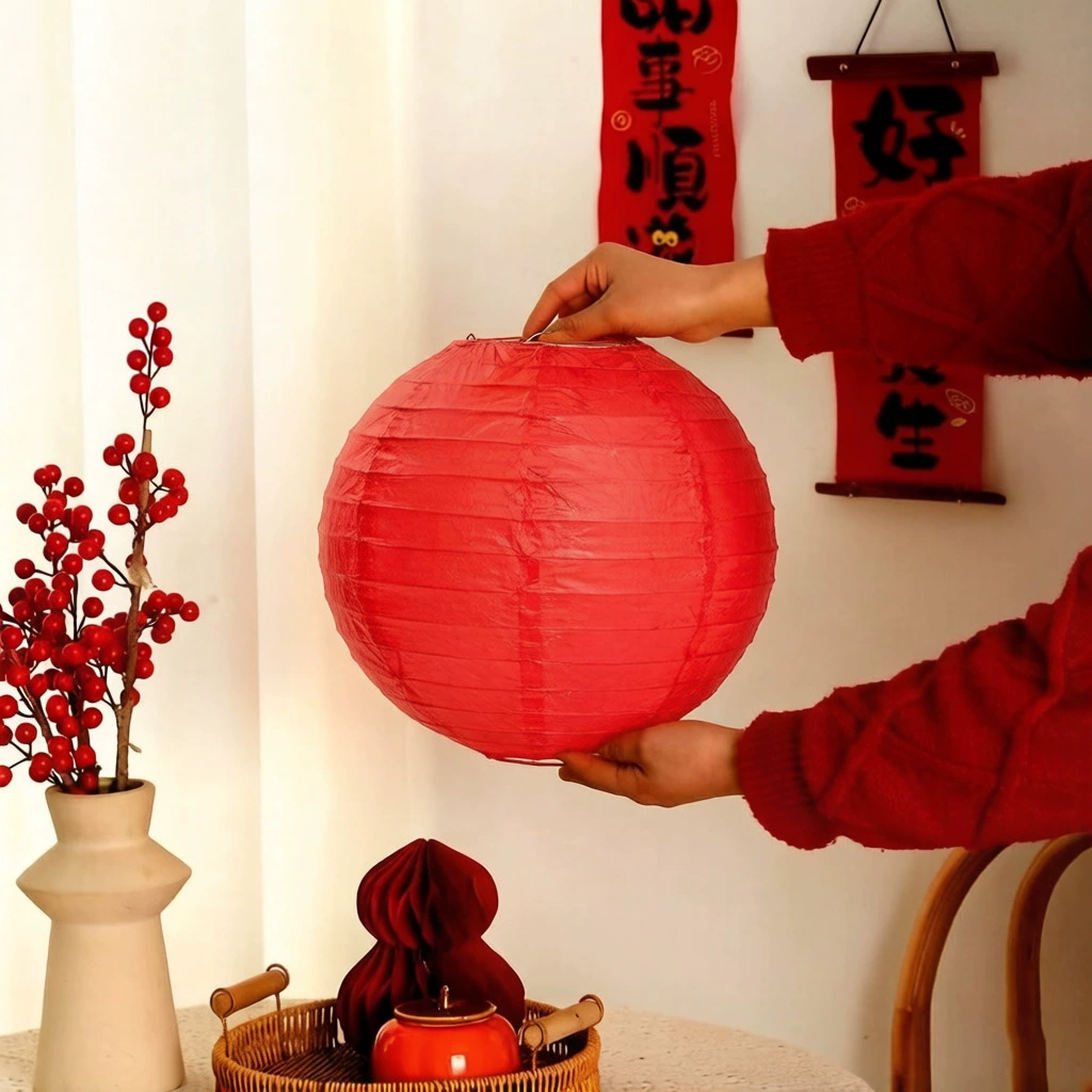 20pcs Red Paper Lantern Combo Set Patio Party Picnic Decoration Props Paper Lantern Ornaments