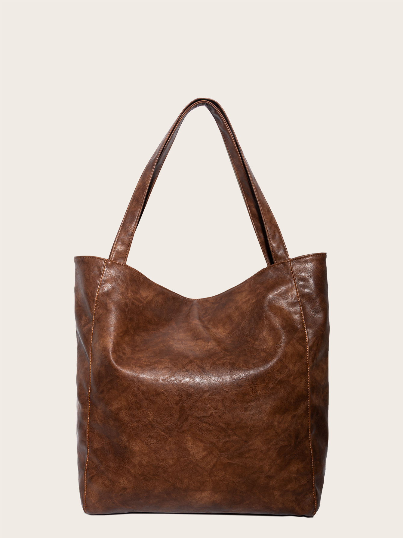 Fashionable Studded Contrast Color Paneled Large Capacity Shoulder Tote Women's Bag
