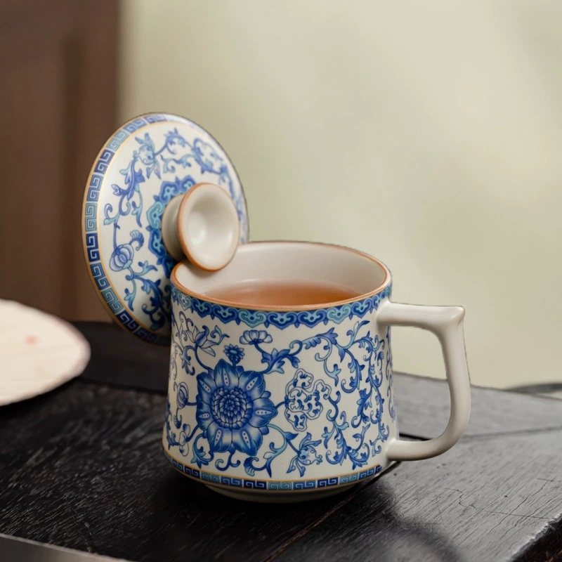 Intertwined Lotus Pattern Rice Yellow Ru Kiln Teacup