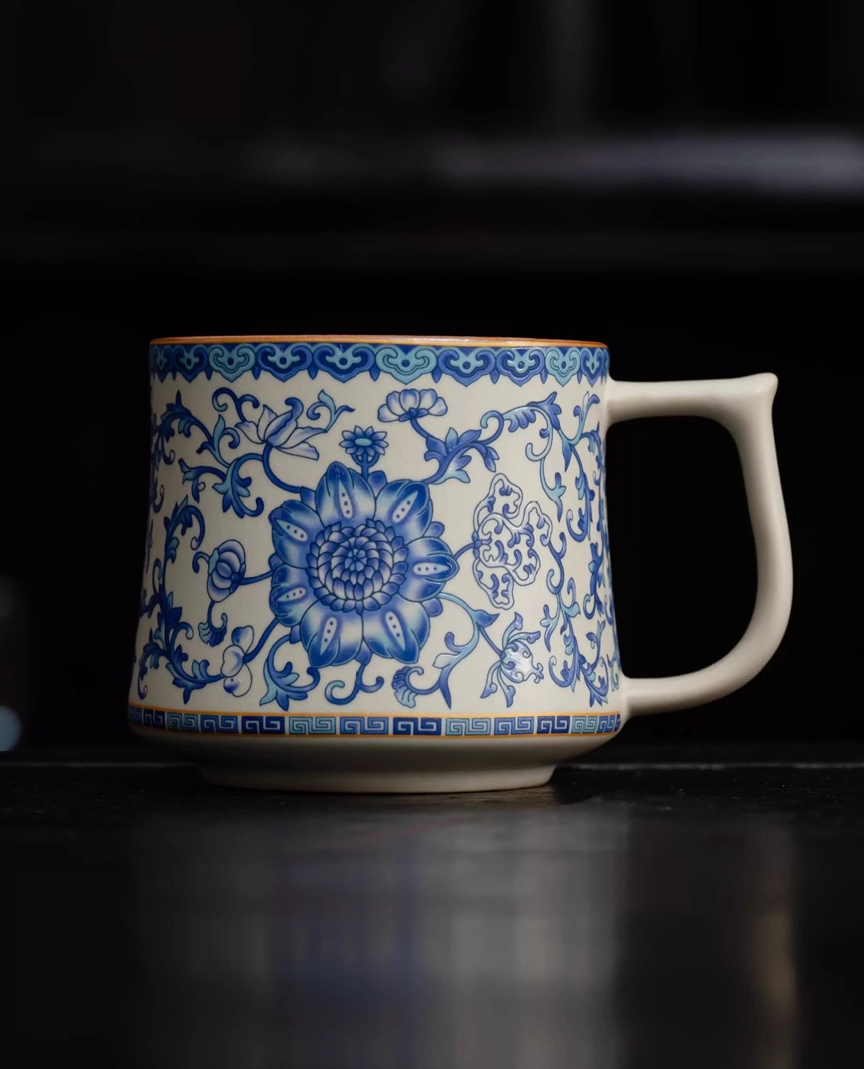 Intertwined Lotus Pattern Rice Yellow Ru Kiln Teacup