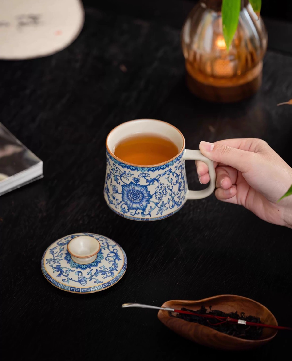 Intertwined Lotus Pattern Rice Yellow Ru Kiln Teacup