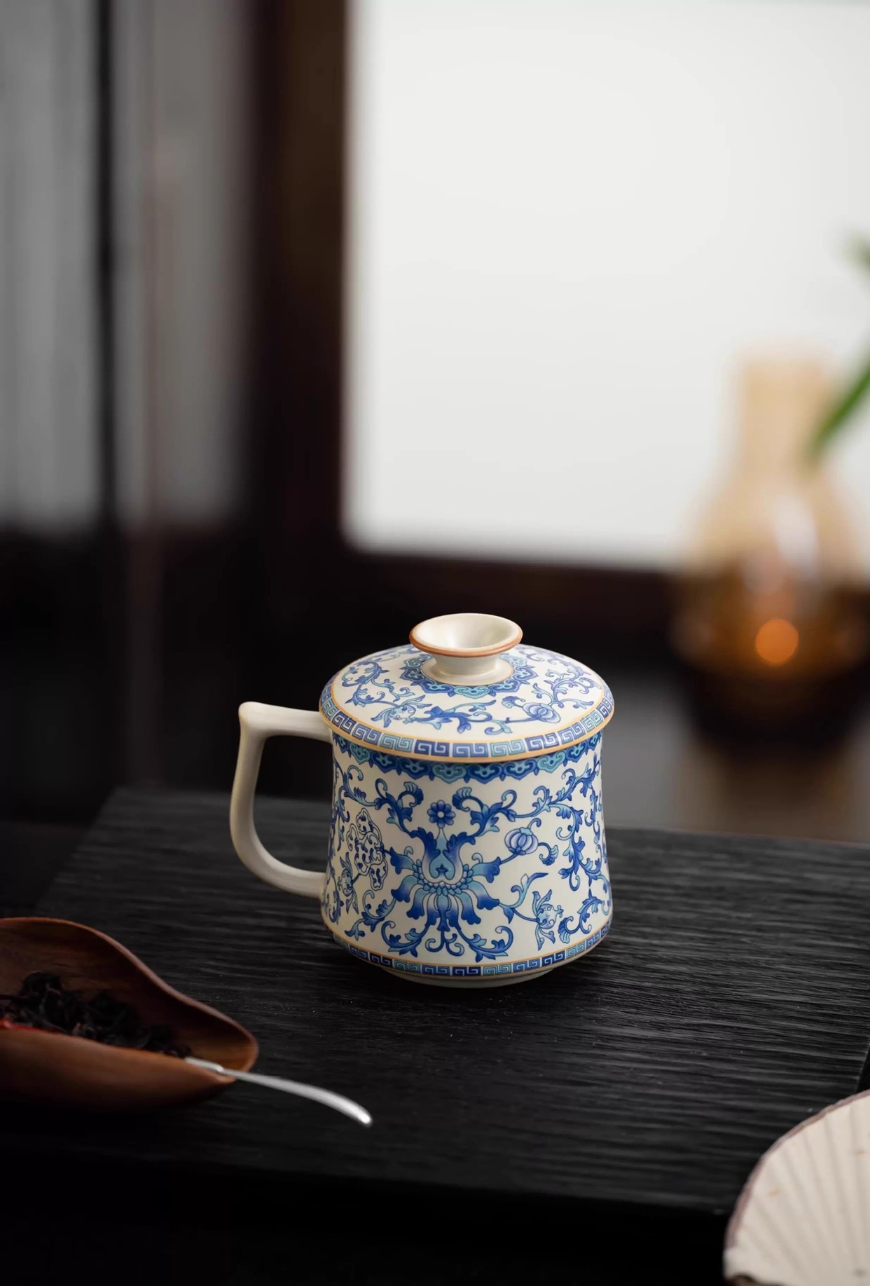 Intertwined Lotus Pattern Rice Yellow Ru Kiln Teacup