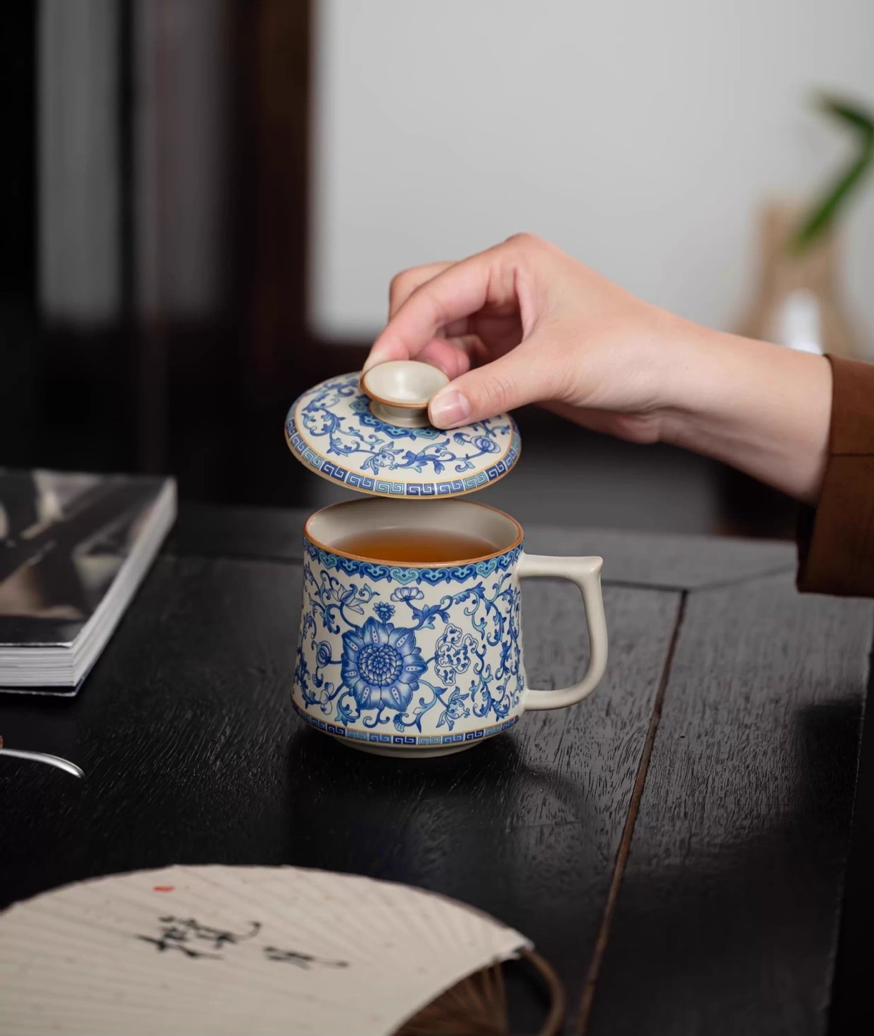 Intertwined Lotus Pattern Rice Yellow Ru Kiln Teacup