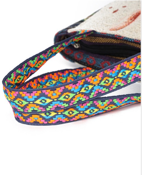 Canvas Shoulder Bag for Women, Small Square Bag, Ethnic Style, Stylish Commuter Handbag