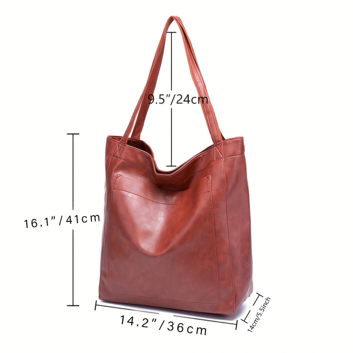 Women's Soft Leather Retro Oil Wax Leather Large Capacity Fashion Tote Bag with Pockets, Handbag and Shoulder Bag