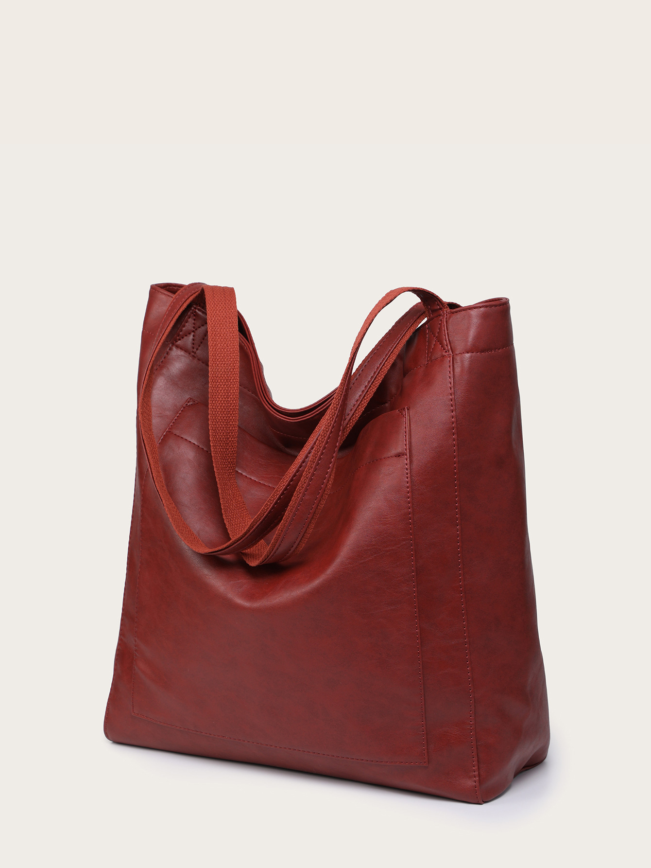 Women's Soft Leather Retro Oil Wax Leather Large Capacity Fashion Tote Bag with Pockets, Handbag and Shoulder Bag