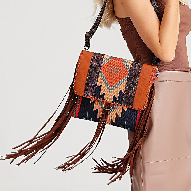 Bohemian Handwoven Tassel Cotton Linen Shoulder Crossbody Women's Bag