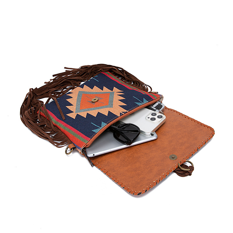 Bohemian Handwoven Tassel Cotton Linen Shoulder Crossbody Women's Bag
