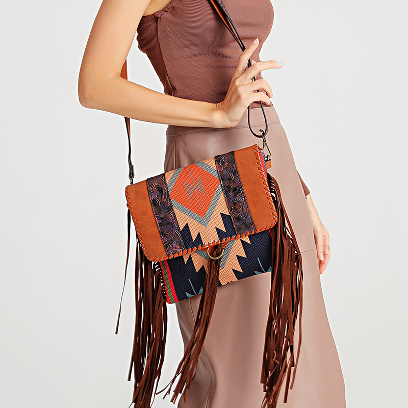 Bohemian Handwoven Tassel Cotton Linen Shoulder Crossbody Women's Bag