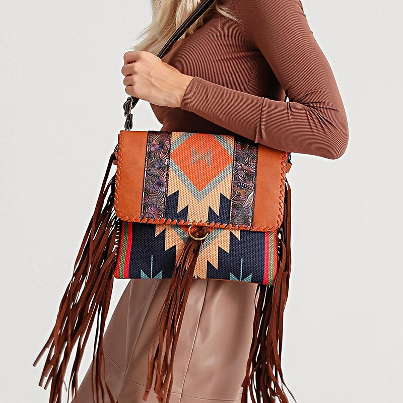 Bohemian Handwoven Tassel Cotton Linen Shoulder Crossbody Women's Bag
