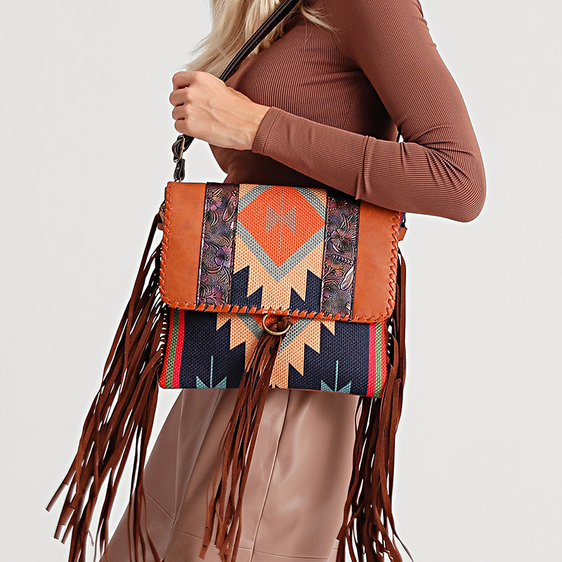 Bohemian Handwoven Tassel Cotton Linen Shoulder Crossbody Women's Bag