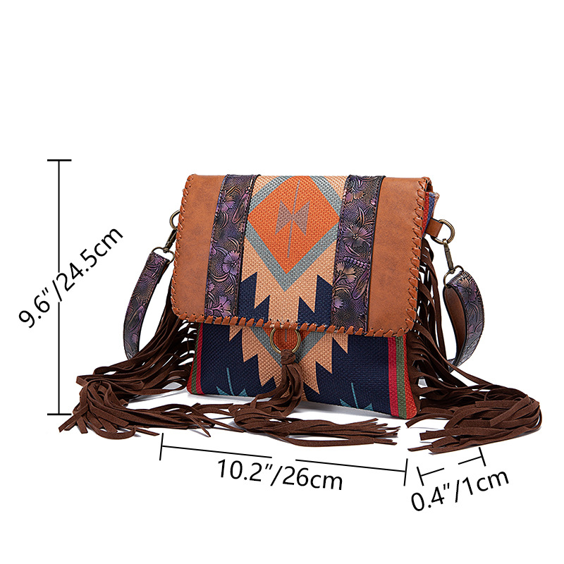Bohemian Handwoven Tassel Cotton Linen Shoulder Crossbody Women's Bag