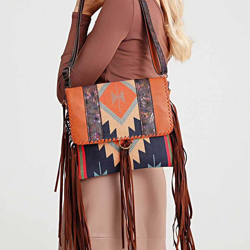 Bohemian Handwoven Tassel Cotton Linen Shoulder Crossbody Women's Bag