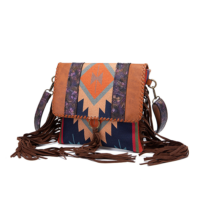 Bohemian Handwoven Tassel Cotton Linen Shoulder Crossbody Women's Bag