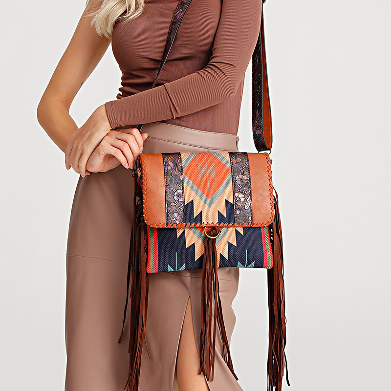 Bohemian Handwoven Tassel Cotton Linen Shoulder Crossbody Women's Bag