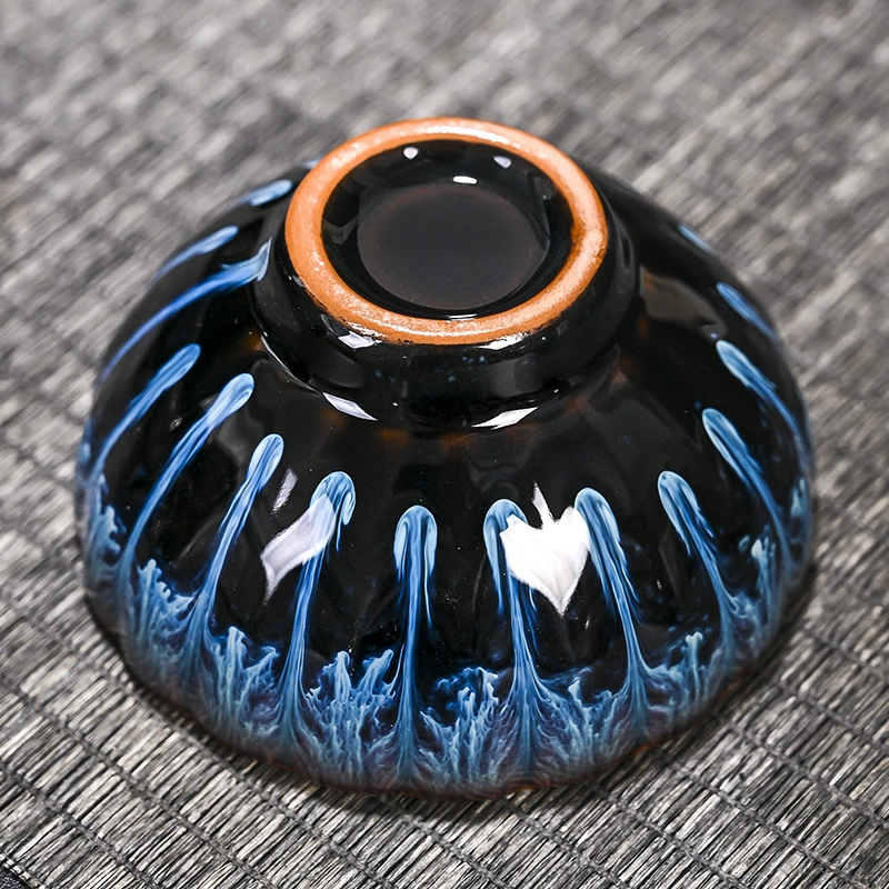 Kiln-transformed Silver-inlaid Master Cup, Gold-gilded Ceramic Tea Cup, Teaware, Single Tea Bowl, Kung Fu Tea Cup