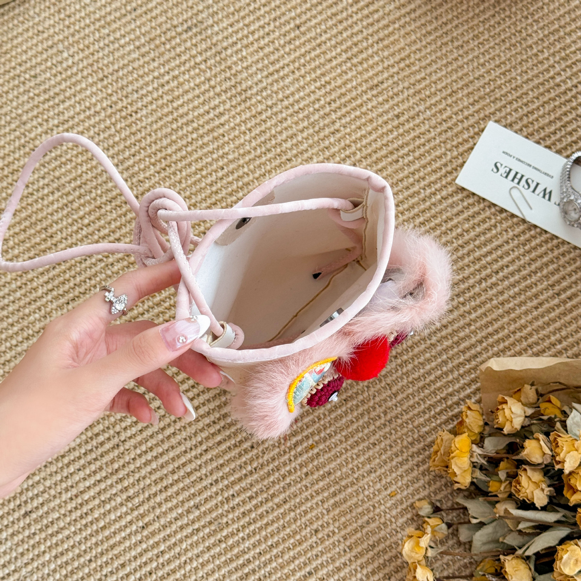 Handmade Tiger Head Phone Pouch with Chinese-style Embroidery, Ethnic Style for Hanfu