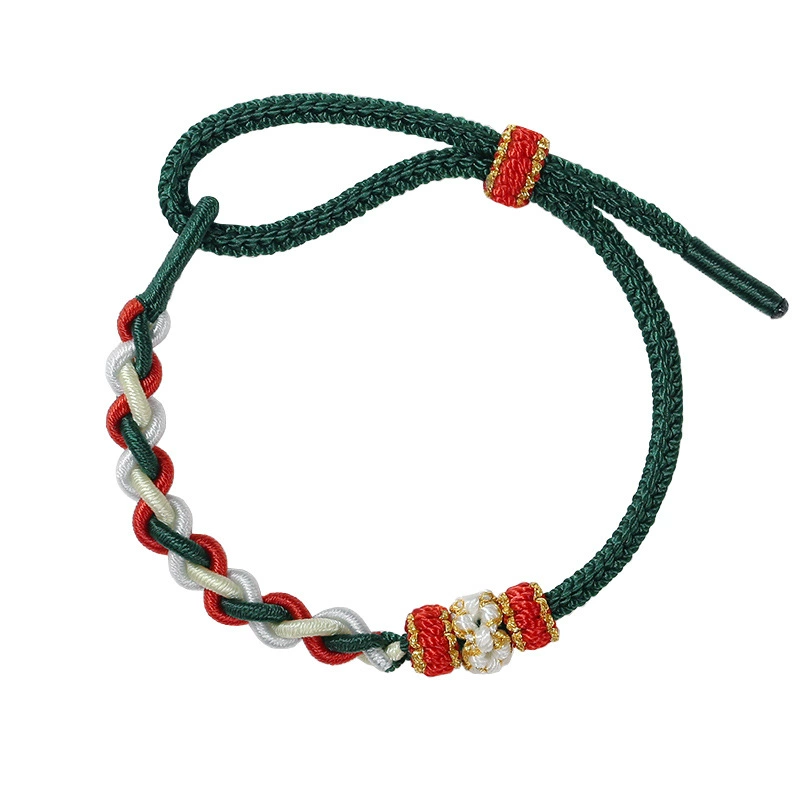 Christmas Series Finished Rope Bracelet, Handwoven, Beadable, Unisex Peace Bracelet, Semi-finished, for Gold Pendant