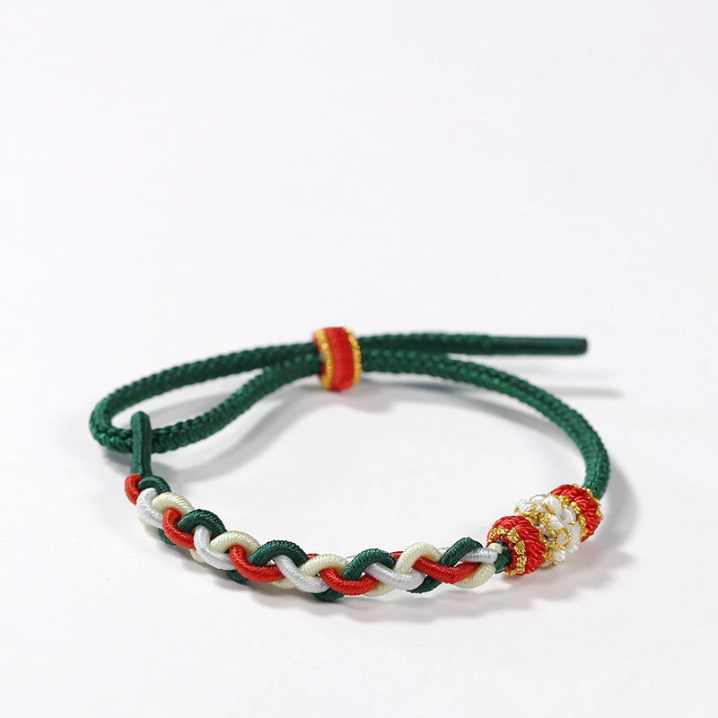 Christmas Series Finished Rope Bracelet, Handwoven, Beadable, Unisex Peace Bracelet, Semi-finished, for Gold Pendant