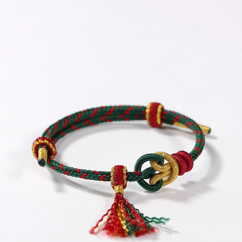 Christmas Series Finished Rope Bracelet, Handwoven, Beadable, Unisex Peace Bracelet, Semi-finished, for Gold Pendant