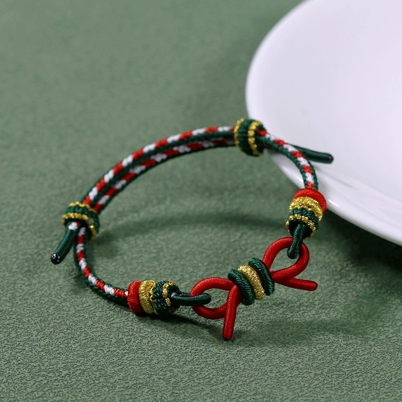 Christmas Series Finished Rope Bracelet, Handwoven, Beadable, Unisex Peace Bracelet, Semi-finished, for Gold Pendant