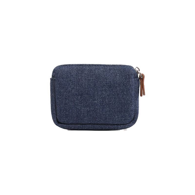 Denim Heart-Embroidery Compact Convenient Pouch