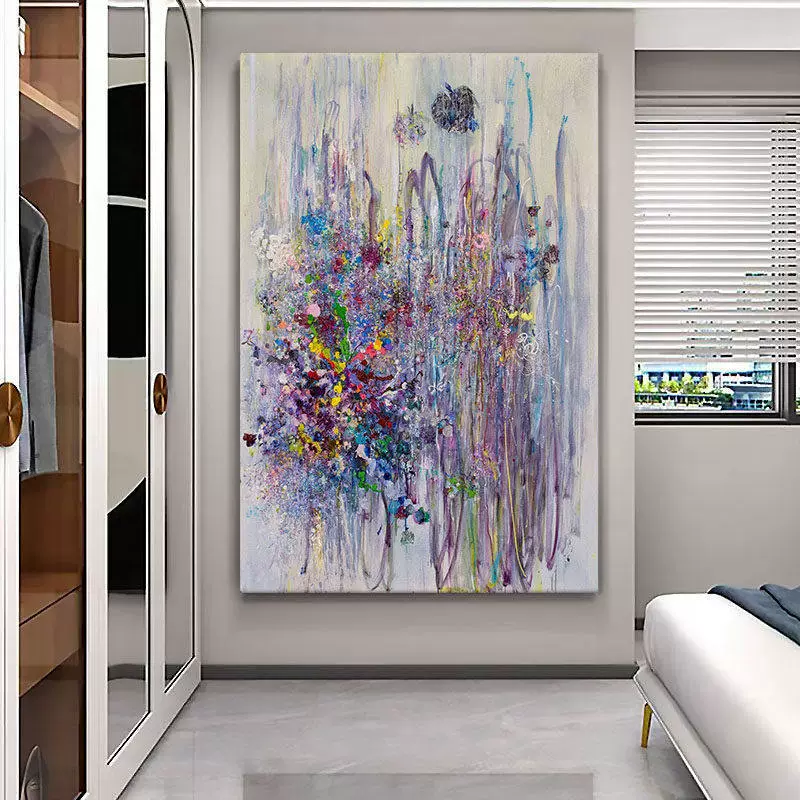 Sheng Sheng: Living Room Sofa Backdrop, Plain White Wall, Entryway Sandstone Texture Art Mural, Premium Frameless Wall Art