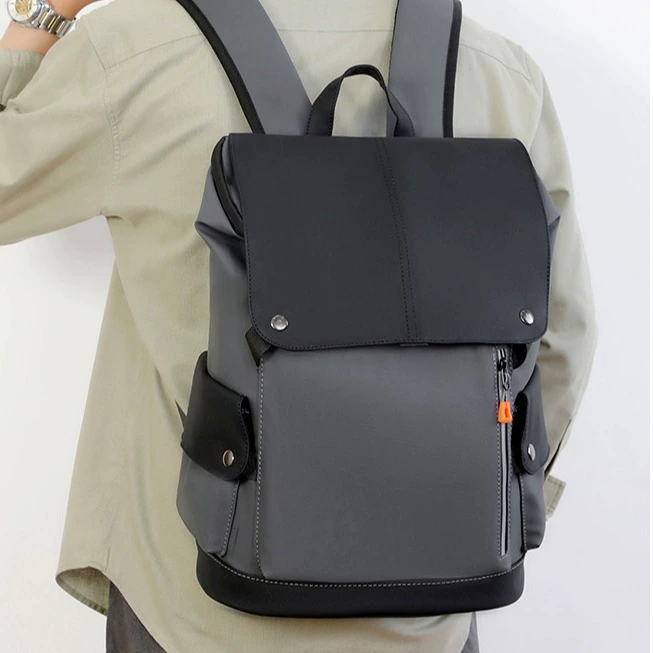 PU Leather Men's Trendy Backpack, Men's Large Capacity Travel Backpack, Wholesale Workwear Functional Men's Backpack