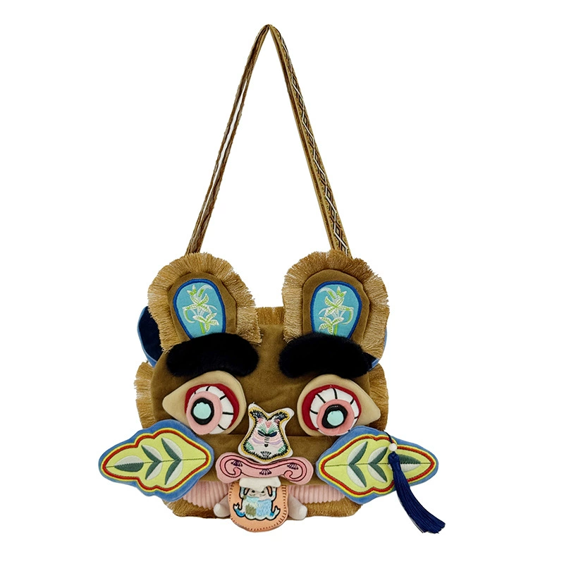 Embroidered China-chic Tiger Head Bag, Original Design Coin Purse, Multi-purpose Crossbody Bag