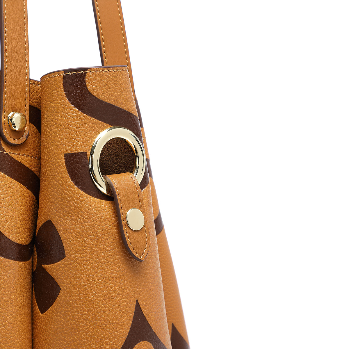 Genuine Leather Hand Tote Bag, Fashionable Textured Women's Bag, Embossed Shoulder Bag, Large Capacity Mother-Child Bucket Bag